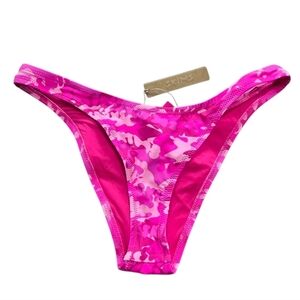 SKIMS Signature Swim Cheeky Tanga Bikini Bottom Panty Pink Camo Small NWT